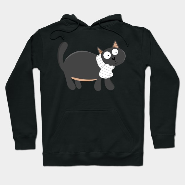 Cute Black Cat In Striped Scarf Hoodie by The Pretty Hippo Company